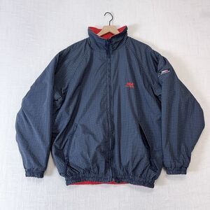 90s Helly Hansen Fleece Warm Up Reversible Windbreaker Jacket M-L Vtg Grid Blue